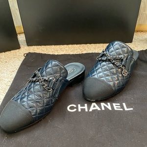COPY - CHANEL NAVY BLUE MULES with CAP TOE